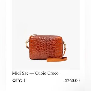 Cuoio Croco Textured Leather Crossbody Bag